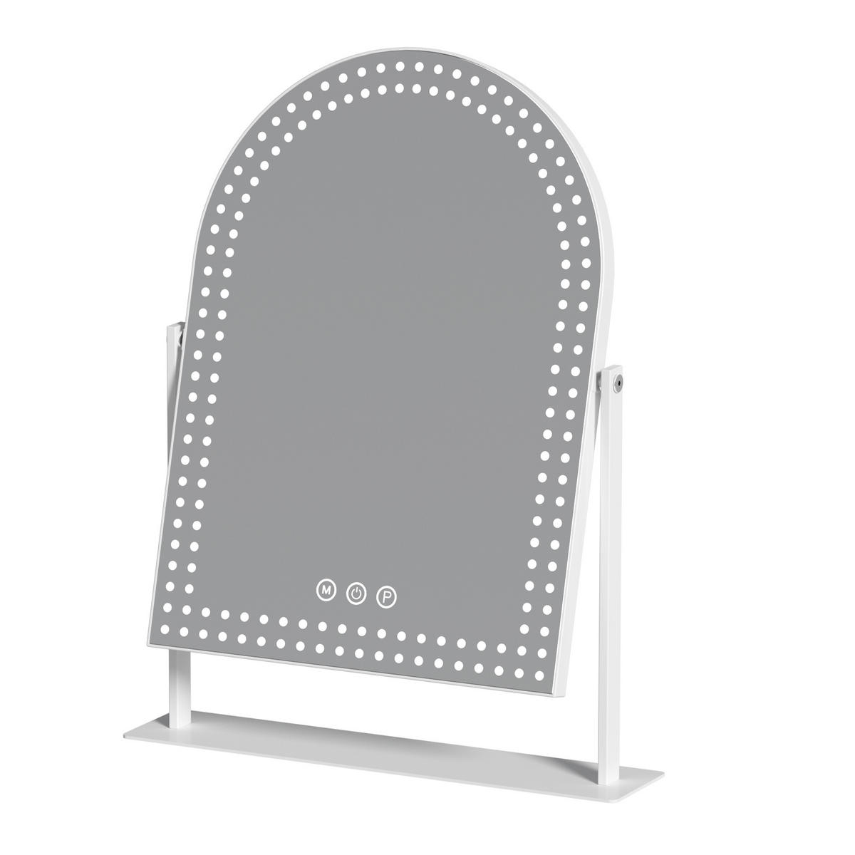 SCHMINKSPIEGEL mit Beleuchtung Gewölbter Weiß 30/41 cm - Weiß, Metall (30/41/3cm) - VANITII