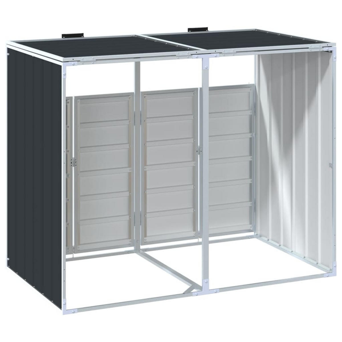 MÜLLTONNENBOX Für 2 Tonnen Anthrazit 144/81/113 Cm Stahl - Anthrazit, Metall (81/113/144cm) - vidaXL