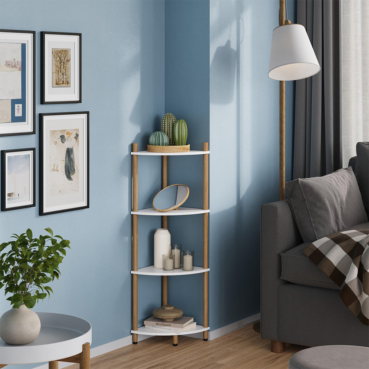 ROHOVÁ POLICE Bivio Bílá/borovice - bílá, kompozitní dřevo (29/102.5/29cm) - Vicco