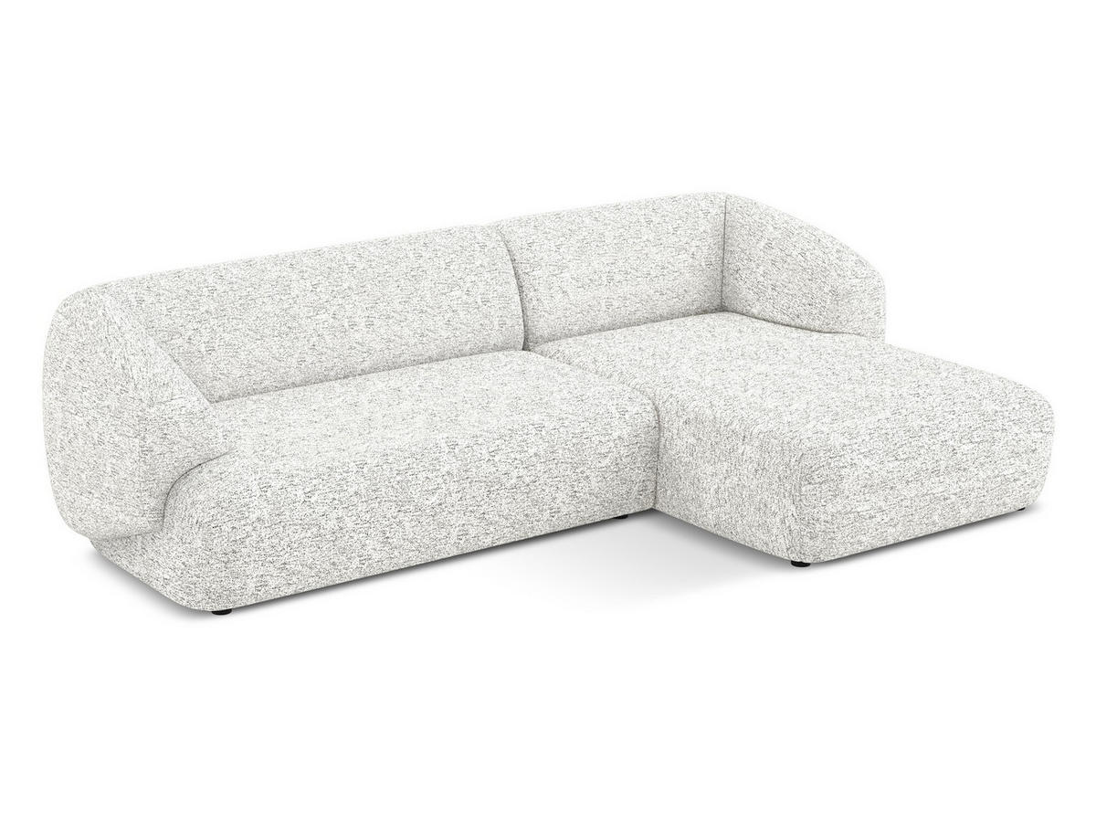 ECKSOFA rechts Strukturstoff Stoff Weiß - Beige/Schwarz, Kunststoff/Textil (280/156cm) - Makamii