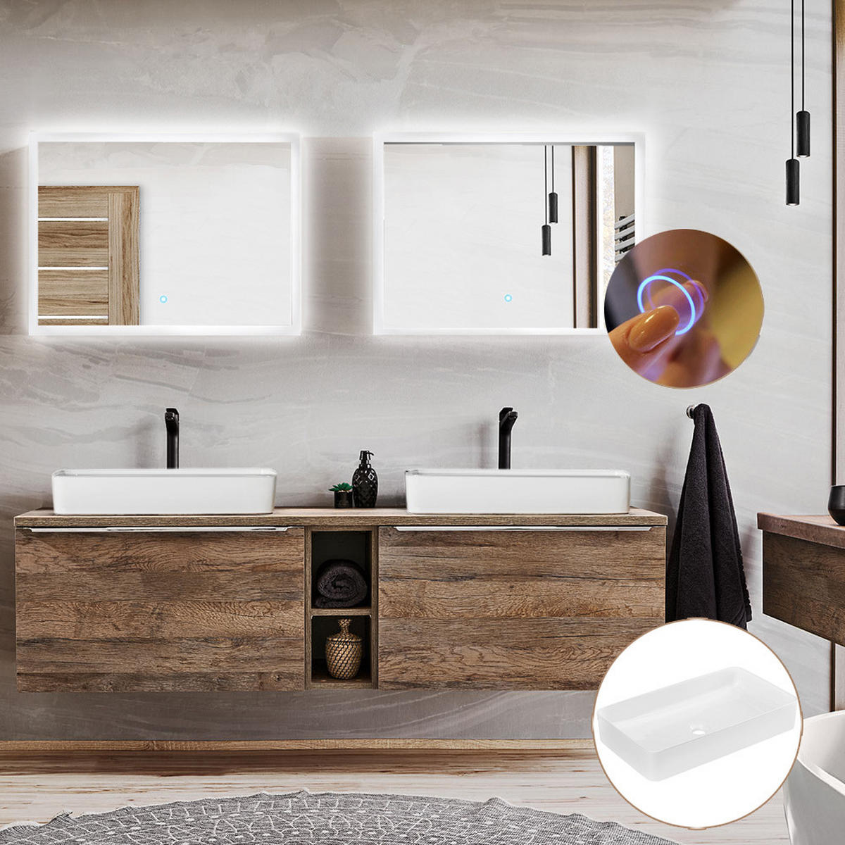 BADMÖBEL-SET 8-TLG. Puebla-56 - Braun, Holzwerkstoff (180/200/46cm) - Lomado