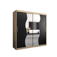 SCHWEBETÜRENSCHRANK 200/200/62 2-türig - Silberfarben/Schwarz, Holz/Kunststoff (200/200/62cm) - MÖBEL KRYSPOL