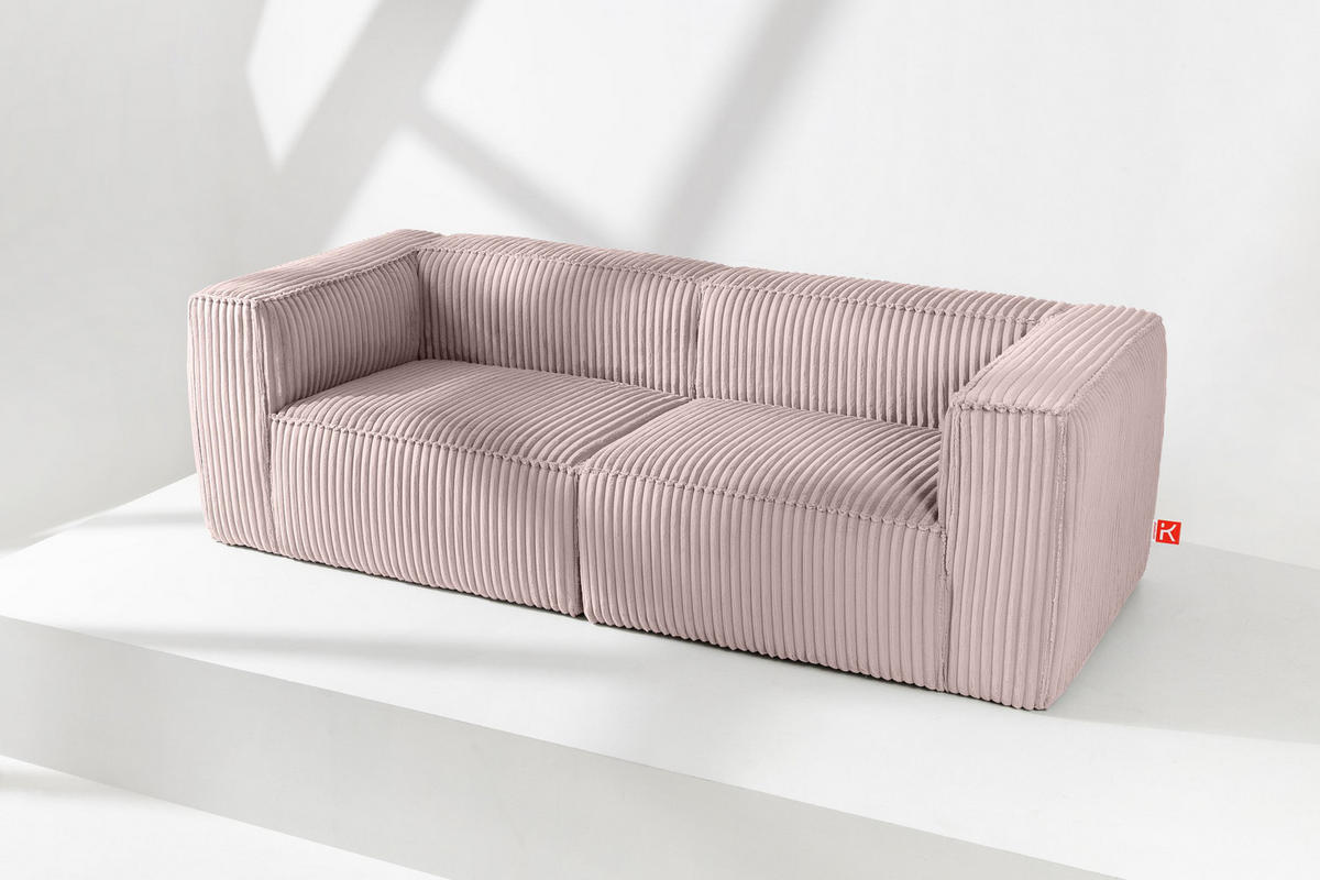 3-SITZER-SOFA FEROX Modern, Cord-Stoff, rosa - Pink, Textil (246/73/96cm) - KONSIMO®