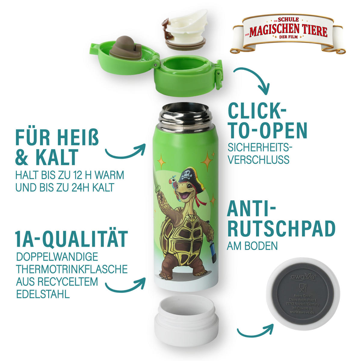 TRINKFLASCHE Kinder 380 ml - Grün, Kunststoff (0.38L) - Stoneline