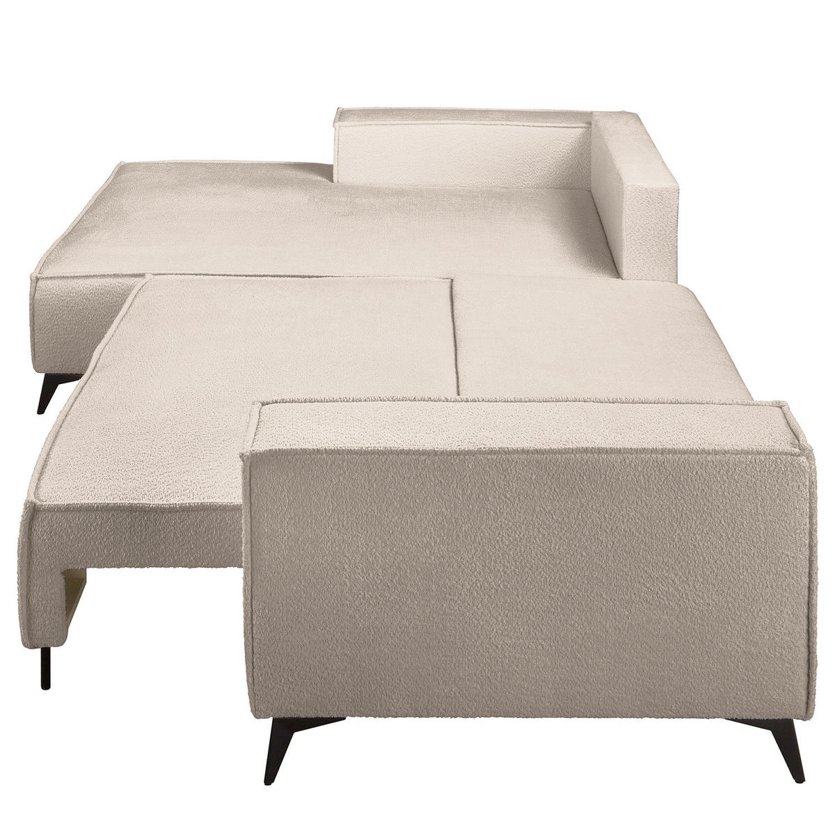 ECKSOFA mit Schlaffunktion - Taupe/Schwarz, Textil (294/185cm) - home24