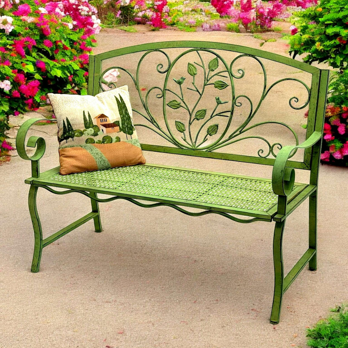 GARTENBANK 2-Sitzer Metall Grün 110/58/100 cm - Grün, Metall (110/100/58cm) - DanDiBo