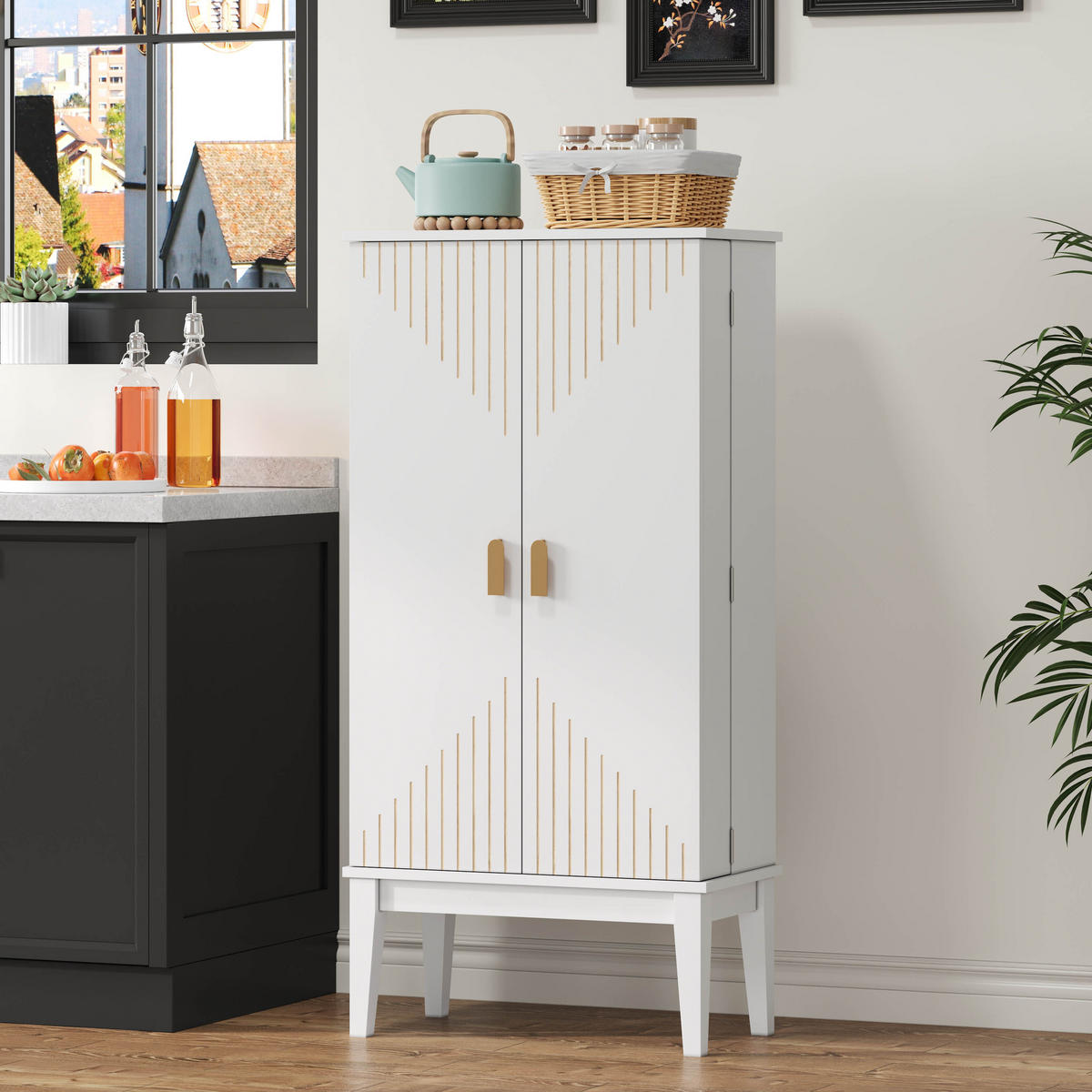 BUFFET 120/30/59 cm Weiß aus MDF mit 2 Türen - Weiß, Holzwerkstoff (59/120/30cm) - OKWISH
