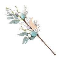 OSTERDEKO Zweig mit Eiern & Hase, 46 cm - Blau, Kunststoff (19/46/46cm) - Homescapes