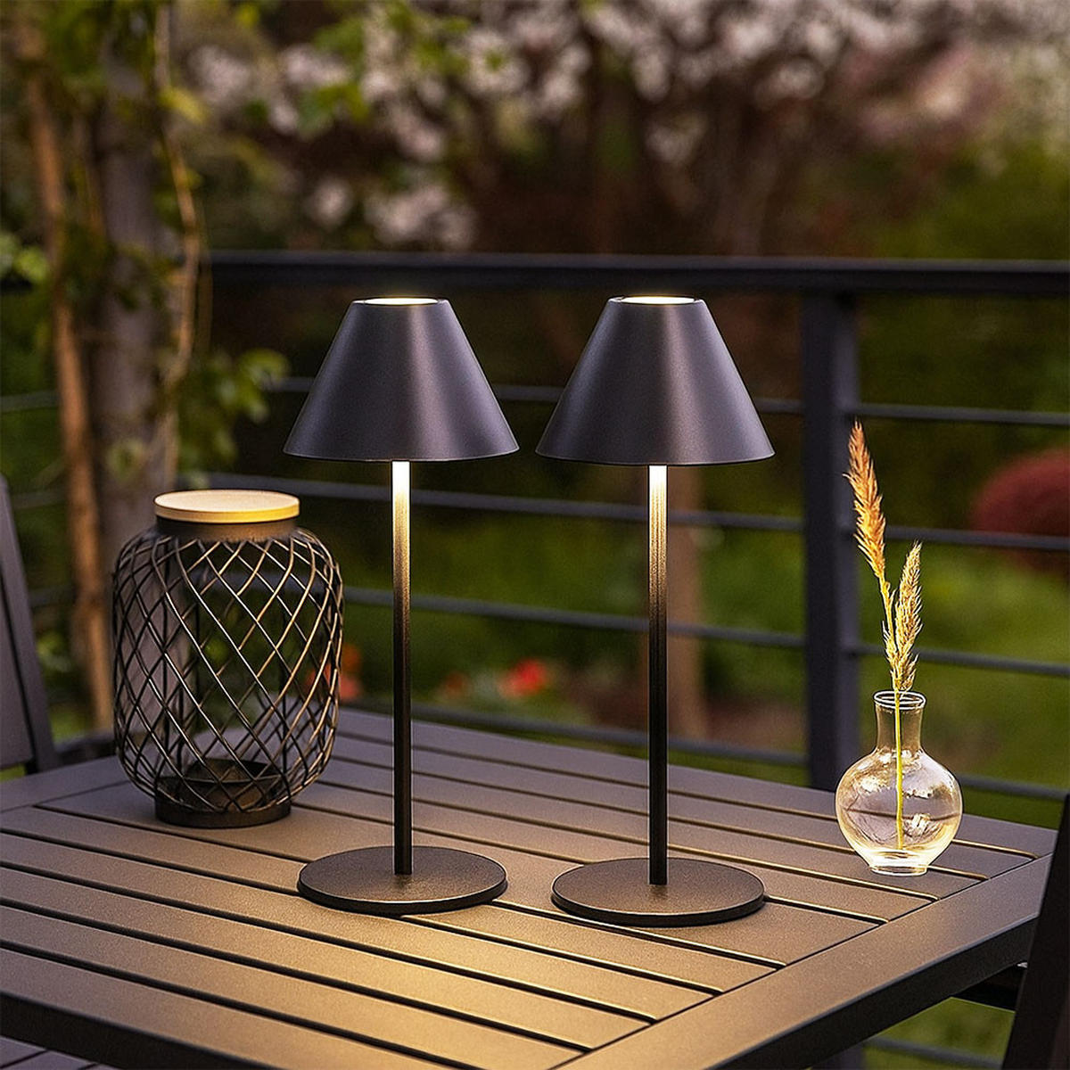 LED AUSSENLAMPE KANO Schwarz 2er Set - Schwarz, Metall (14/14/36cm)