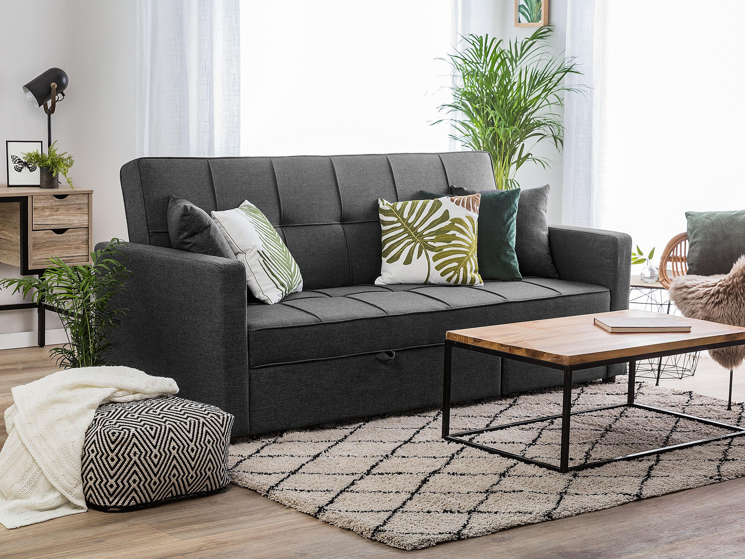 3-SITZER-SCHLAFSOFA Polyester Grau Glomma - Dunkelgrau, Textil (207/95/87cm) - Beliani