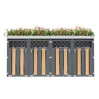 MÜLLTONNENBOX 4 Türen abschließbar Pflanzdach Belüftung - Multicolor, Metall (160/163/264cm) - FLIEKS