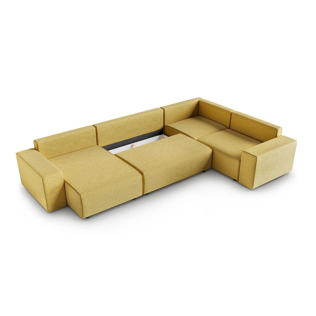 PANORAMASOFA Lorenzo 5 Sitzplätze Gelb - Gelb, Holz (378/85/236cm) - Petits-meubles