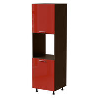 BACKOFENUMBAUSCHRANK Brerra D14/RU/2D RAL 3002 karminrot Hochglanz / Lava Matt 60 / 59 / 207cm - Dunkelgrau/Rot, Holz/Holzwerkstoff (60/207/59cm) - Feldmann-Wohnen