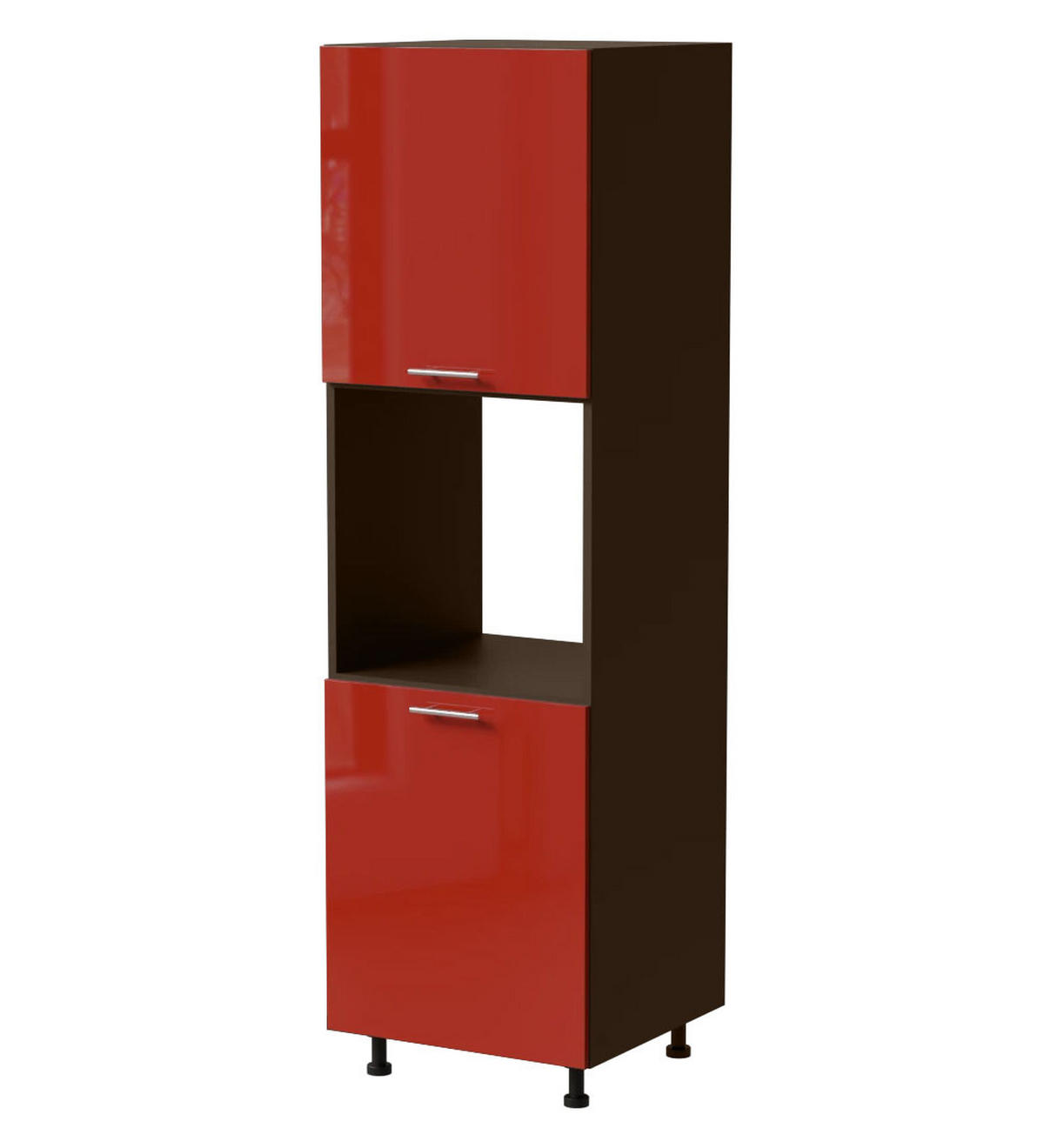BACKOFENUMBAUSCHRANK Brerra D14/RU/2D RAL 3002 karminrot Hochglanz / Lava Matt 60 / 59 / 207cm - Dunkelgrau/Rot, Holz/Holzwerkstoff (60/207/59cm) - Feldmann-Wohnen
