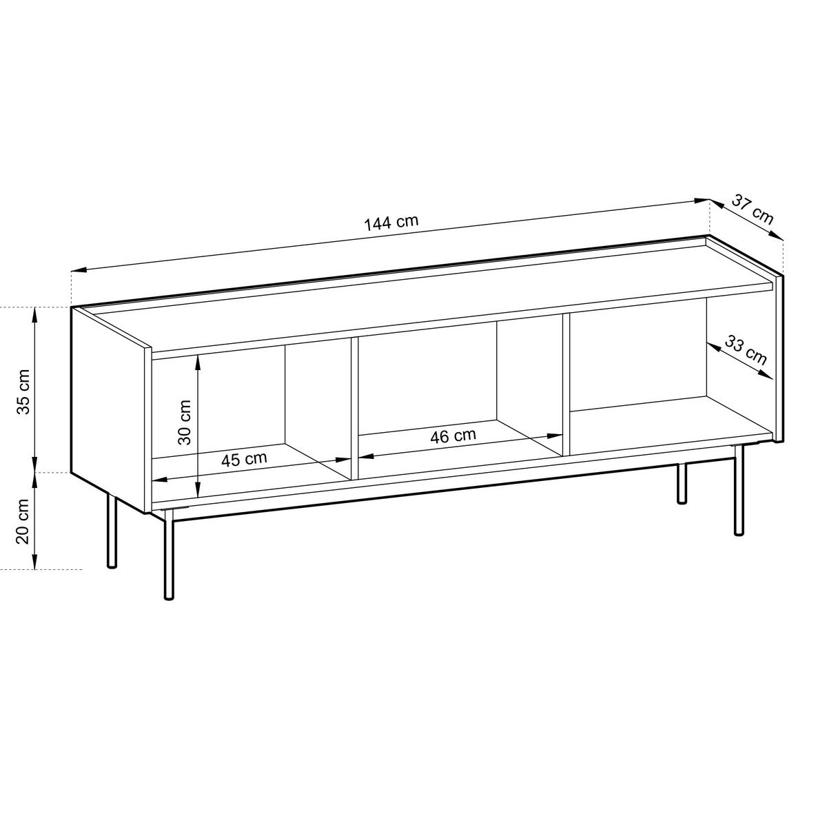 LOWBOARD TV KELOWNA RTV1-3D System der leisen Schließung der Fronten, Rot - Rot, Holzwerkstoff/Kunststoff (144/55/37cm) - Komodee