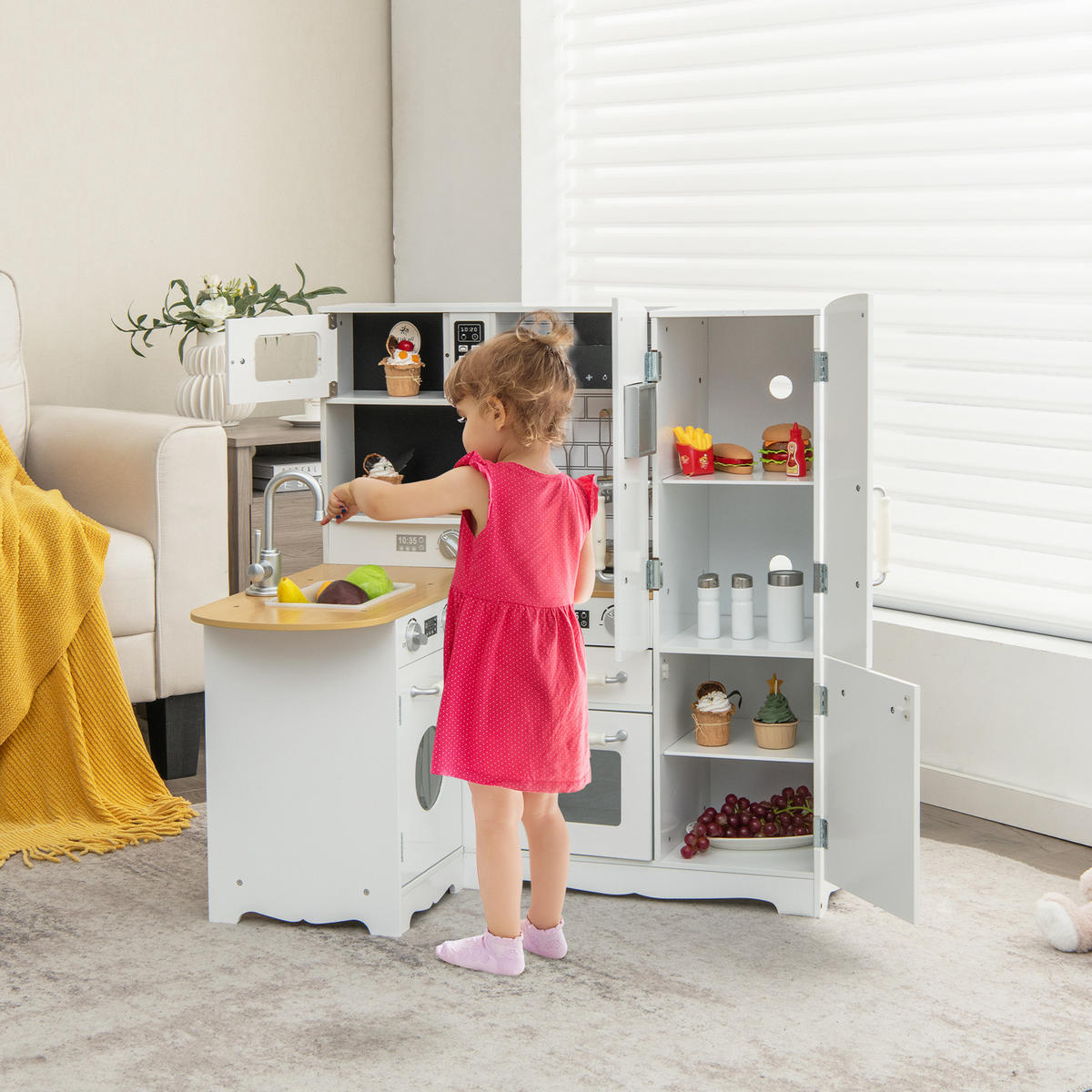 SPIELKÜCHE Weiß - Weiß, Holzwerkstoff (82/88/66cm) - COSTWAY