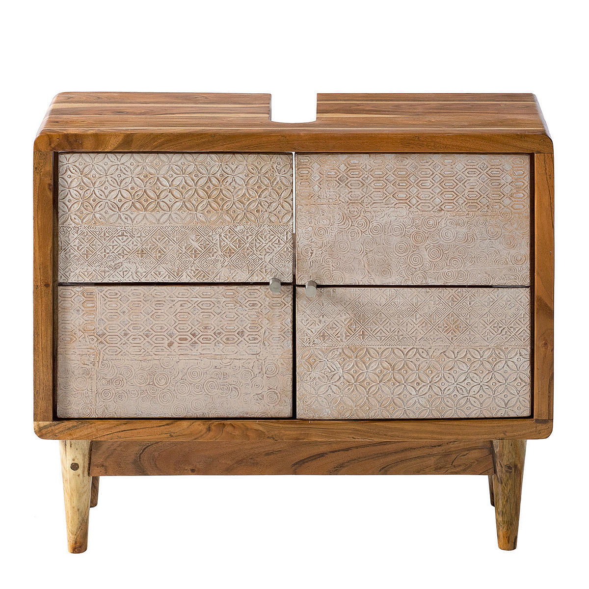 WASCHBECKENUNTERSCHRANK - Akazie massiv, Ecru / Akazie - Akaziefarben, Holz (70/60/30cm) - home24