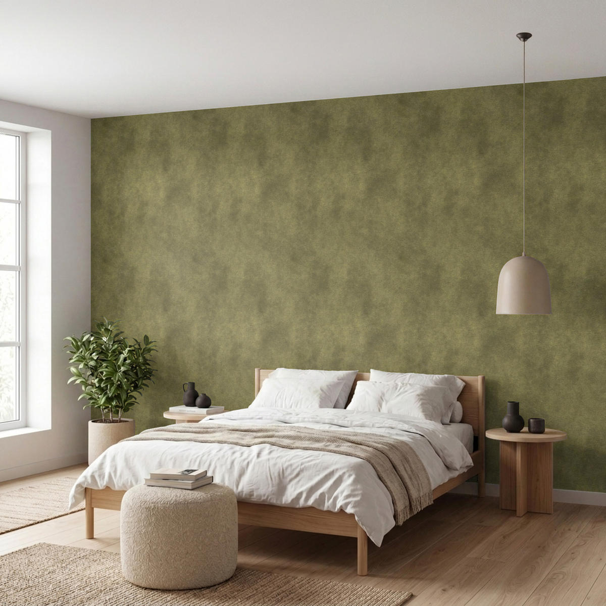 TAPETE - Textur - Abstrakt - Grün - 450x200 cm - Olivgrün, Papier (450/200cm) - OnlyWow