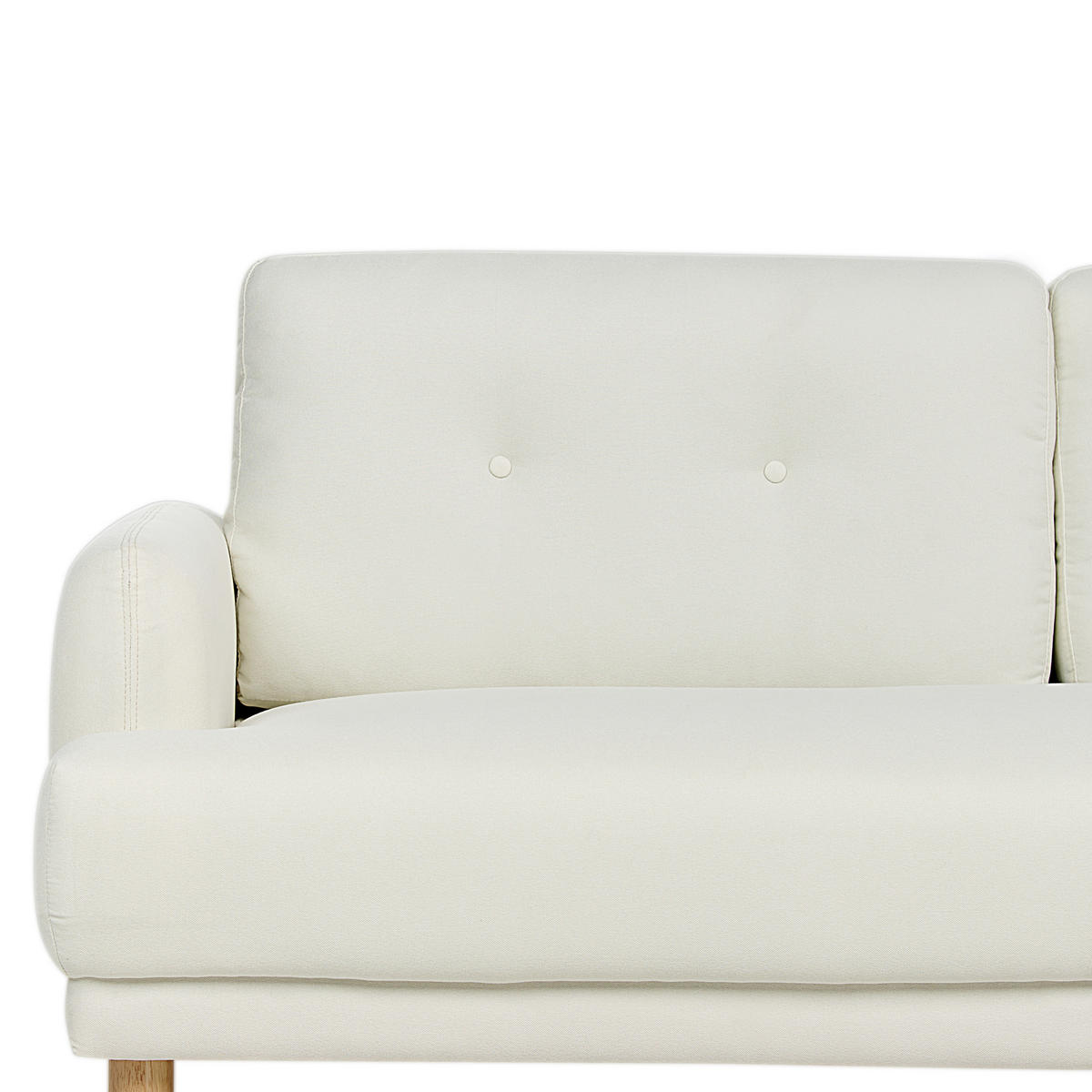 3-SITZER-SOFA Stoff cremeweiß Tuve - Hellbraun/Weiß, Textil (199/85/90cm) - Beliani