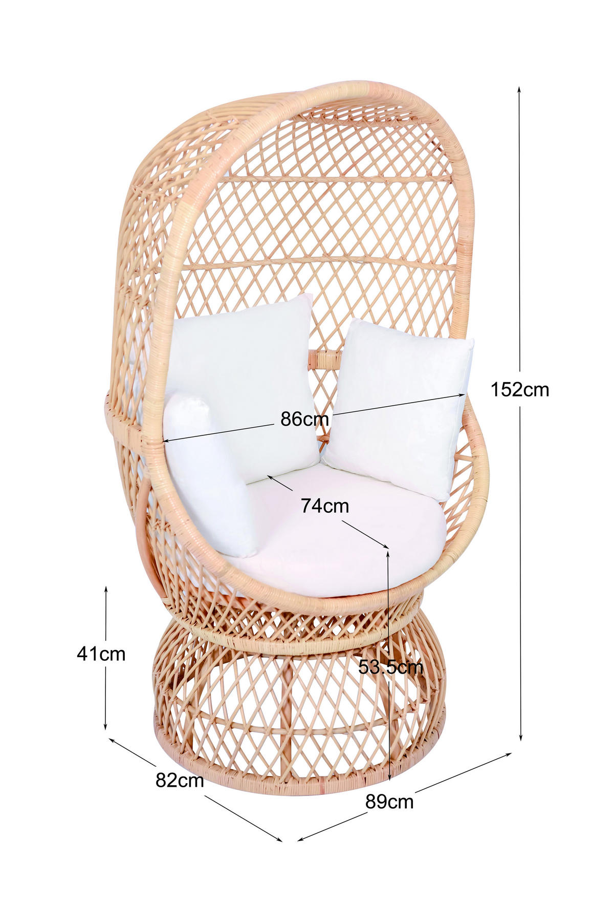 SESSEL Rattan Beige - Braun, Holz (89/152/82cm) - Nordlys