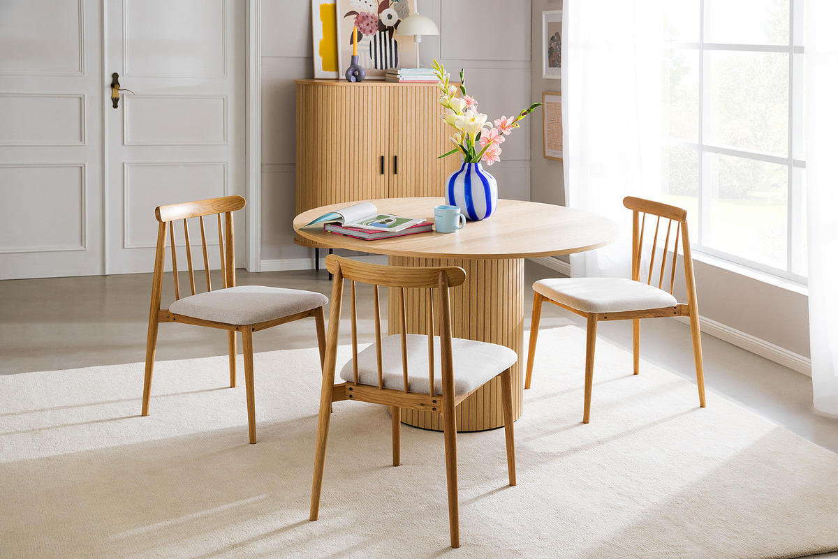 POLSTERSTUHL - 2er-Set - Eichefarben, Holz (48/77/53cm) - home24