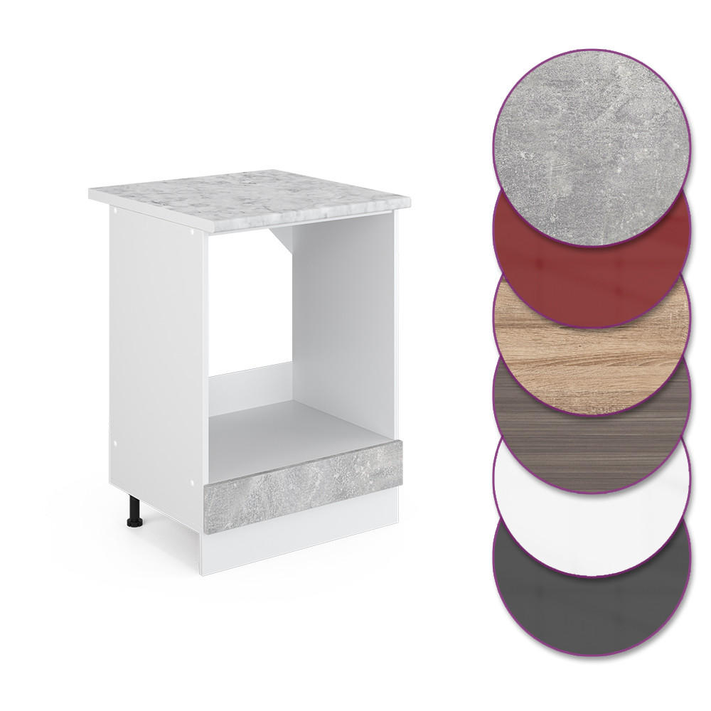 HERDUMBAUSCHRANK R-Line Beton 60 cm, AP Marmor - Schieferfarben/Hellgrau, Holzwerkstoff (60/81.6/60cm) - Vicco