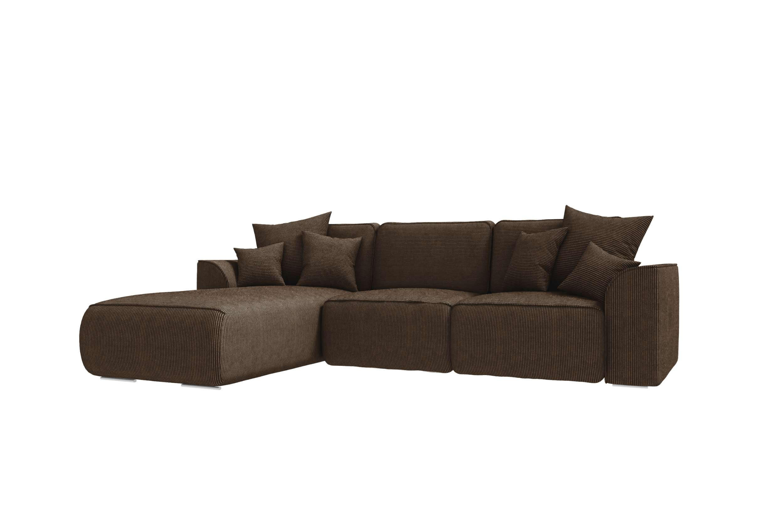 ECKSOFA GUSTO Cordstoff Braun Links inkl. Schlaffunktion - Chromfarben/Braun, Kunststoff/Textil (295/194cm) - 99rooms