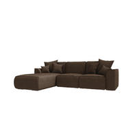 ECKSOFA GUSTO Cordstoff Braun Links inkl. Schlaffunktion - Chromfarben/Braun, Kunststoff/Textil (295/194cm) - 99rooms