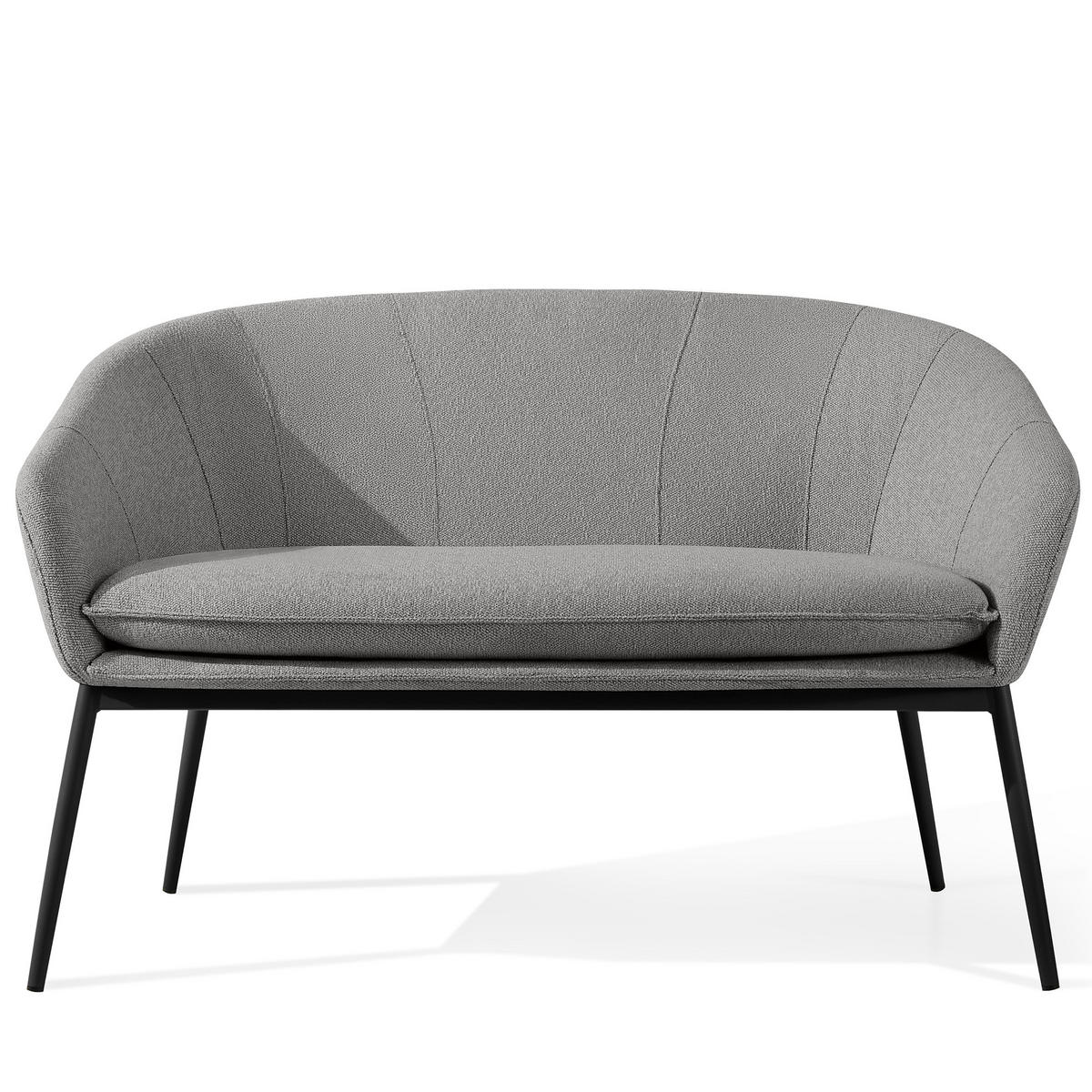 GARTENMÖBELSET SOLIS Gartenlounge-Set, grau/schwarz - Grau, Textil/Metall - KONSIMO®