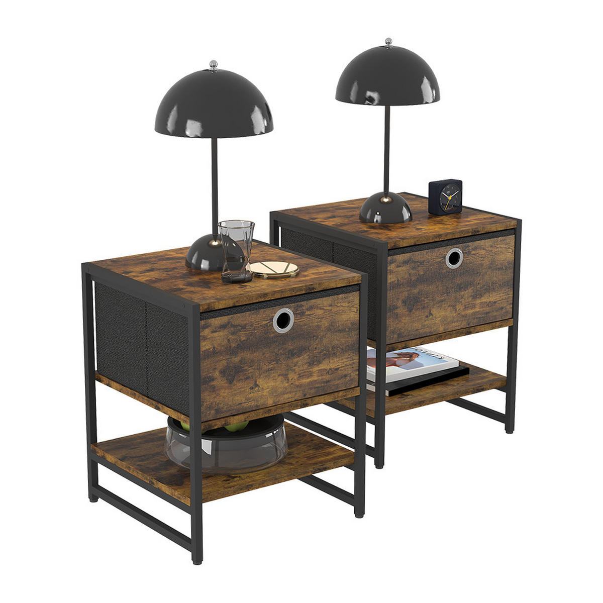 NACHTTISCH Fyrk Eiche rustikal 40 x 50 cm 2er-Set - Wildeiche, Holzwerkstoff (40/50/40cm) - Vicco
