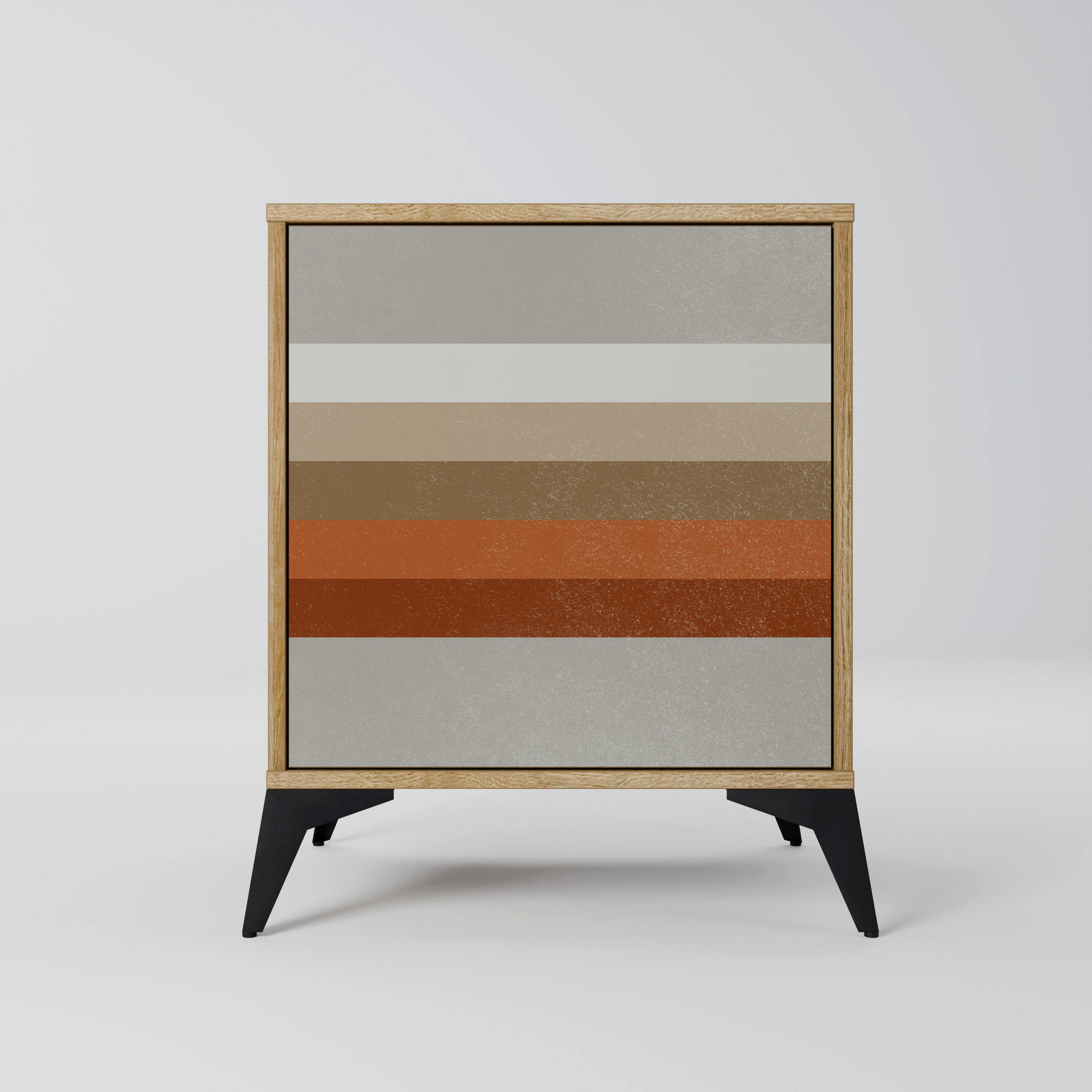 SIDEBOARD PECULIAR TRAIL, Eichefarben, 57,5x42x70,5 cm, Schwarze Metall-Sternfüße - Eichefarben/Multicolor, Holzwerkstoff/Metall (57.5/70.5/42cm) - SpaceRebels