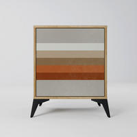 SIDEBOARD PECULIAR TRAIL, Eichefarben, 57,5x42x70,5 cm, Schwarze Metall-Sternfüße - Eichefarben/Multicolor, Holzwerkstoff/Metall (57.5/70.5/42cm) - SpaceRebels