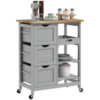 KÜCHENWAGEN, Rollbarer Wagen 67 x 37 x 85,5 cm mit 3 Schubladen, Grau - Multicolor, Metall (67/85.5/37cm) - FORIOUS