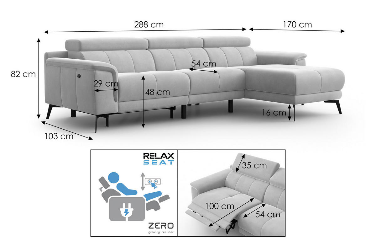 ECKSOFA FIERO 4-Sitzer RECHTS, Minter Veloursstoff - Schwarz/Mintgrün, Holz/Textil (288/170cm) - Courtois Laville