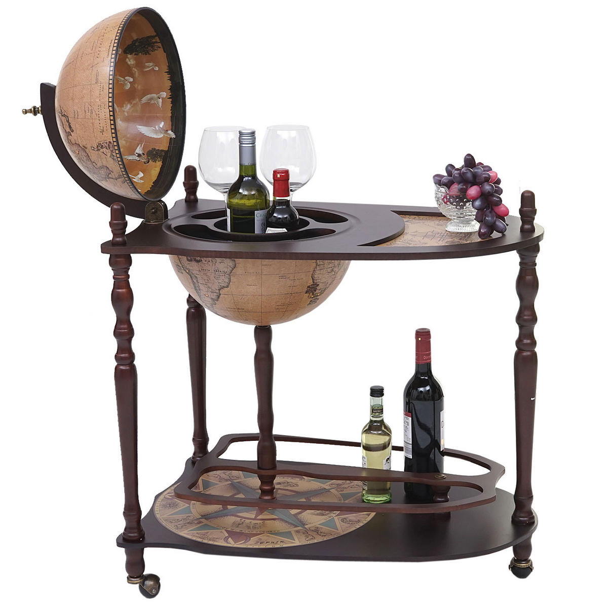 GLOBUSBAR MIT TISCH Braun 2-teilig-Set - Braun, Holz (32/98/15cm) - MCW