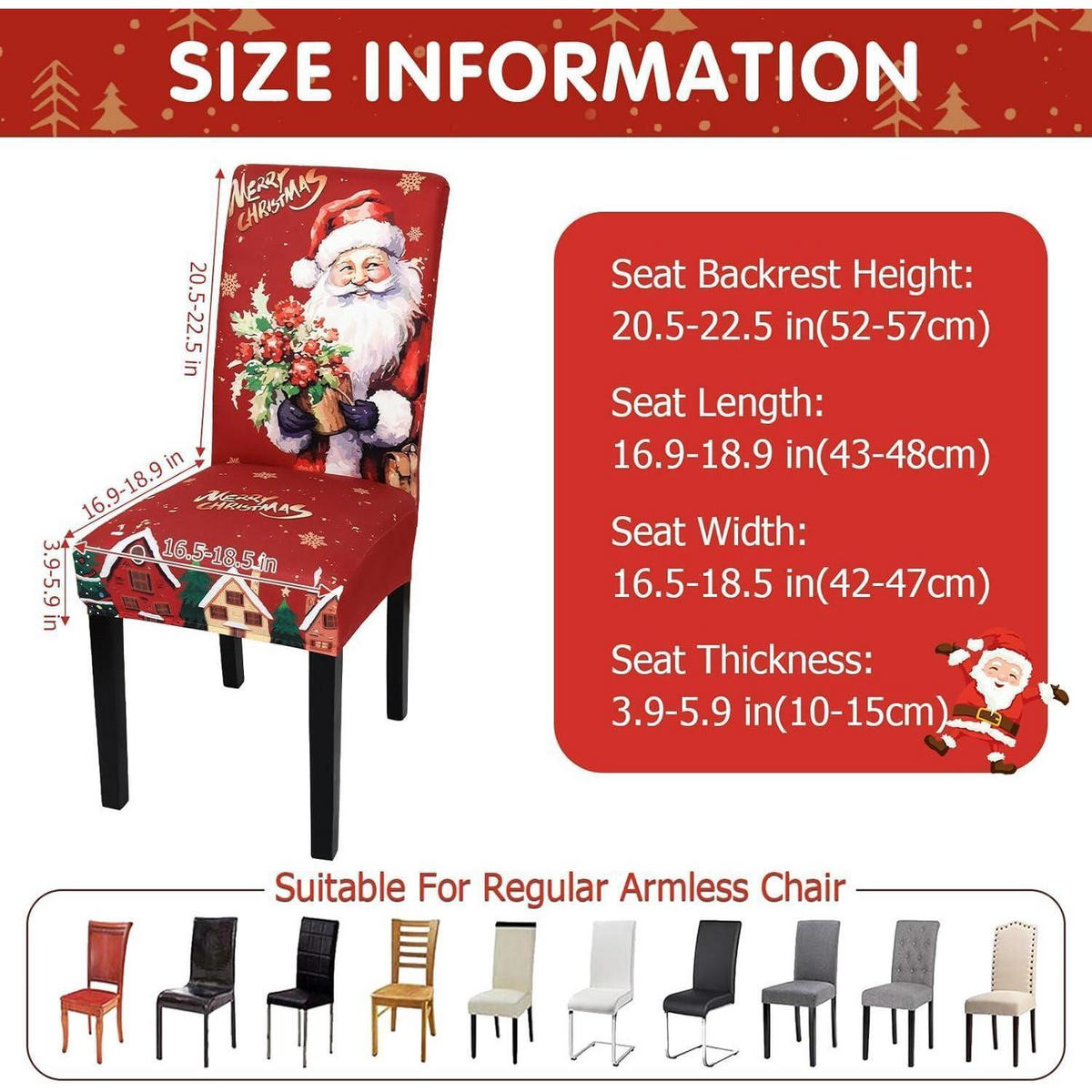 STUHLHUSSEN Weihnachten 6er Set Rot - Rot, Textil (20/26cm)