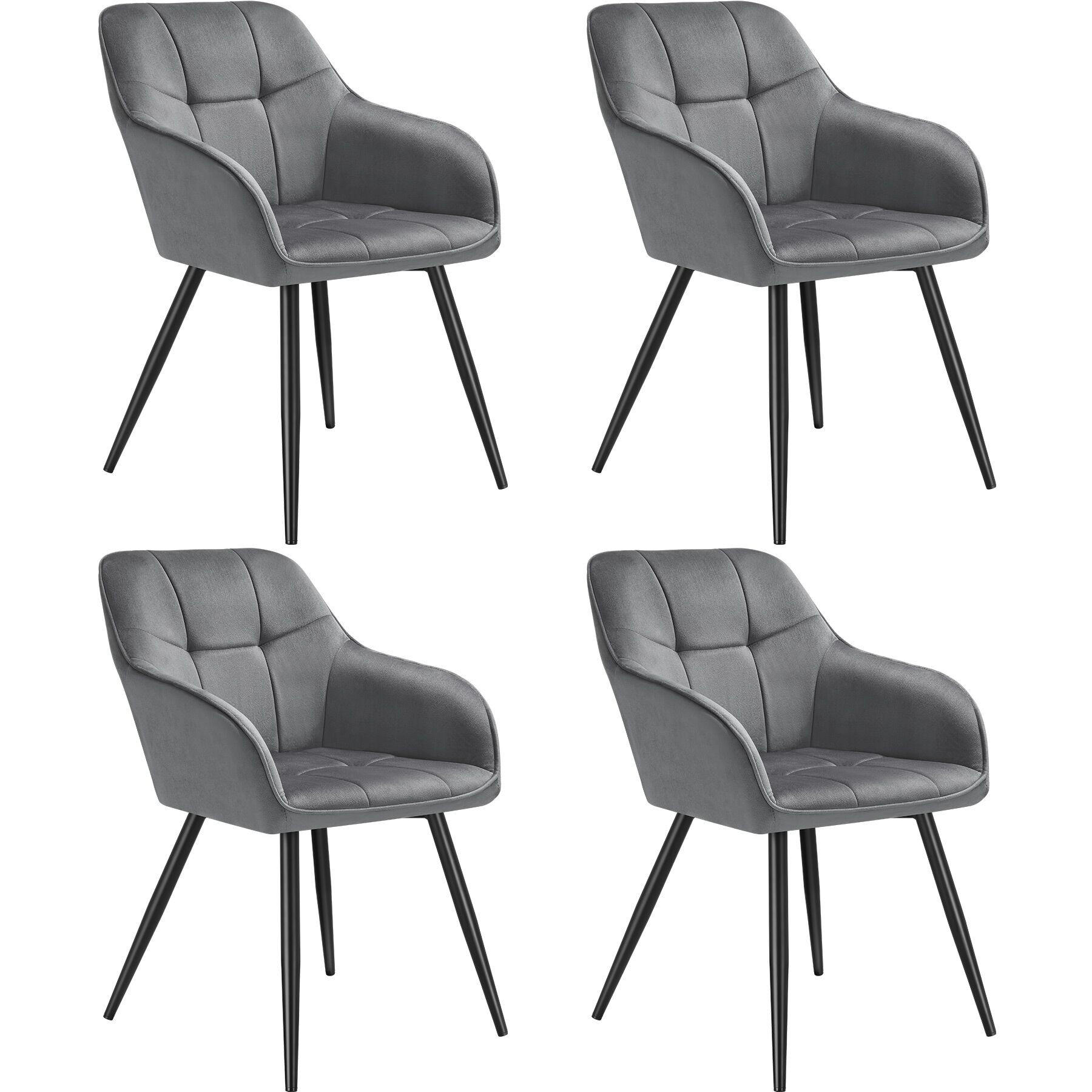 ESSZIMMERSTUHL 4er Set Marilyn 58 x 62 x 82 cm grau/schwarz - Schwarz/Grau, Kunststoff (58/82/62cm) - tectake