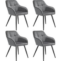 ESSZIMMERSTUHL 4er Set Marilyn 58 x 62 x 82 cm grau/schwarz - Schwarz/Grau, Kunststoff (58/82/62cm) - tectake