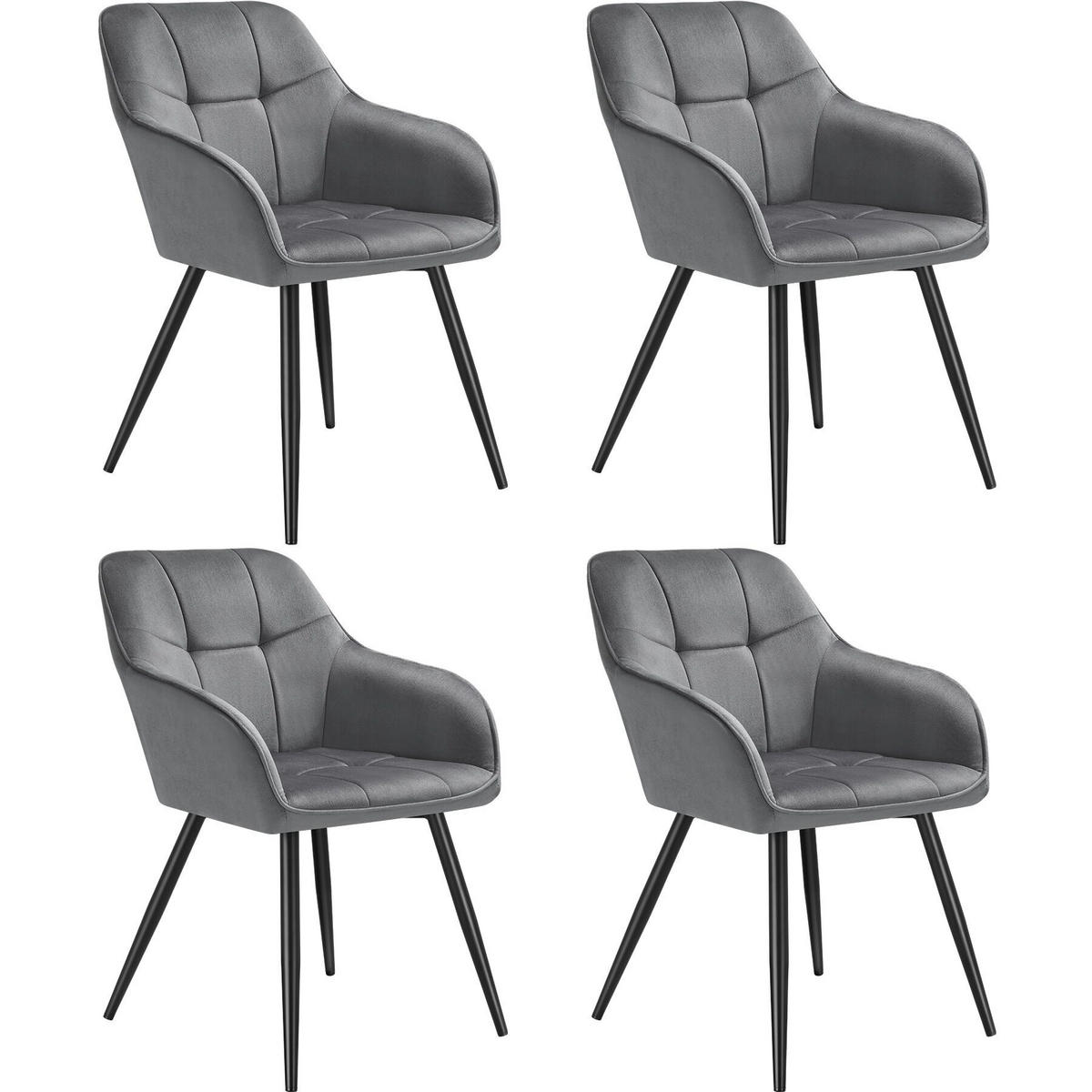 ESSZIMMERSTUHL 4er Set Marilyn 58 x 62 x 82 cm grau/schwarz - Schwarz/Grau, Kunststoff (58/82/62cm) - tectake