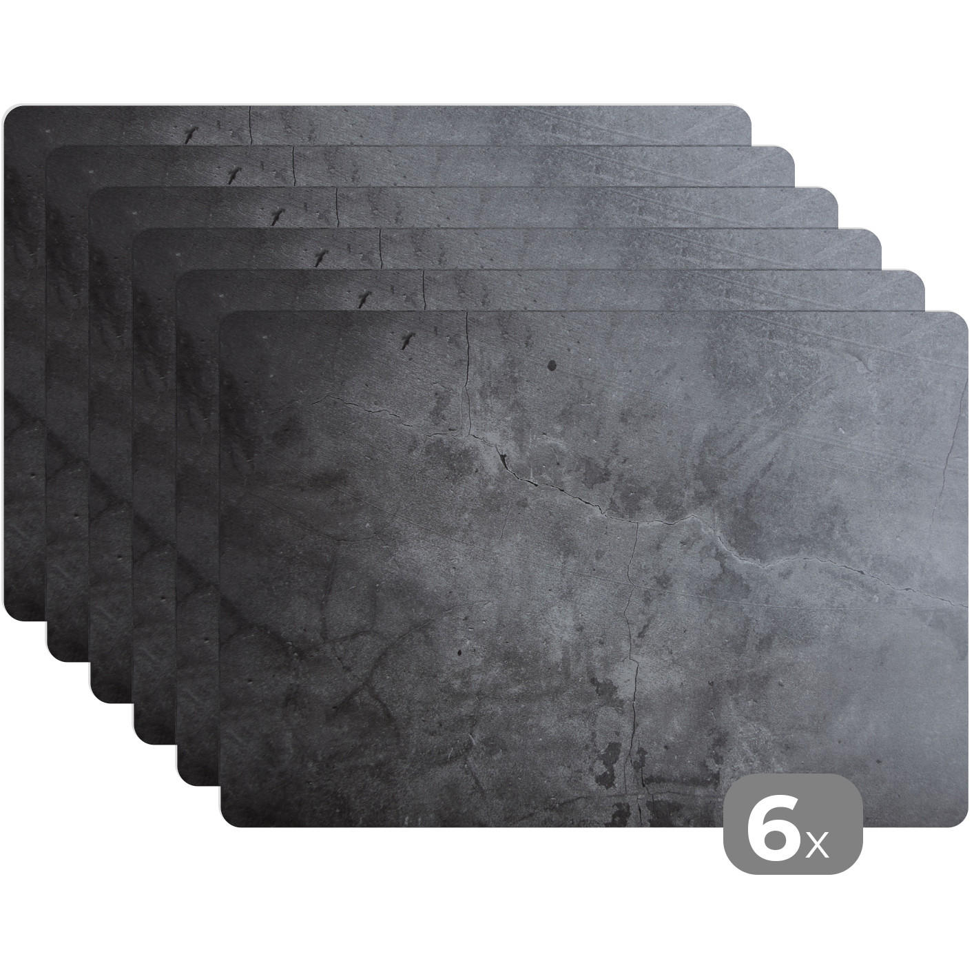 PLATZSETS 6er-Set Industriell - Beton - Grau - Schiefer - Retro 45x30 cm Tischset - Schieferfarben, Kunststoff (0.3/45/30cm) - MuchoWow