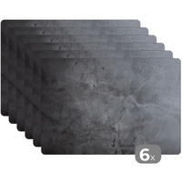 PLATZSETS 6er-Set Industriell - Beton - Grau - Schiefer - Retro 45x30 cm Tischset - Schieferfarben, Kunststoff (0.3/45/30cm) - MuchoWow