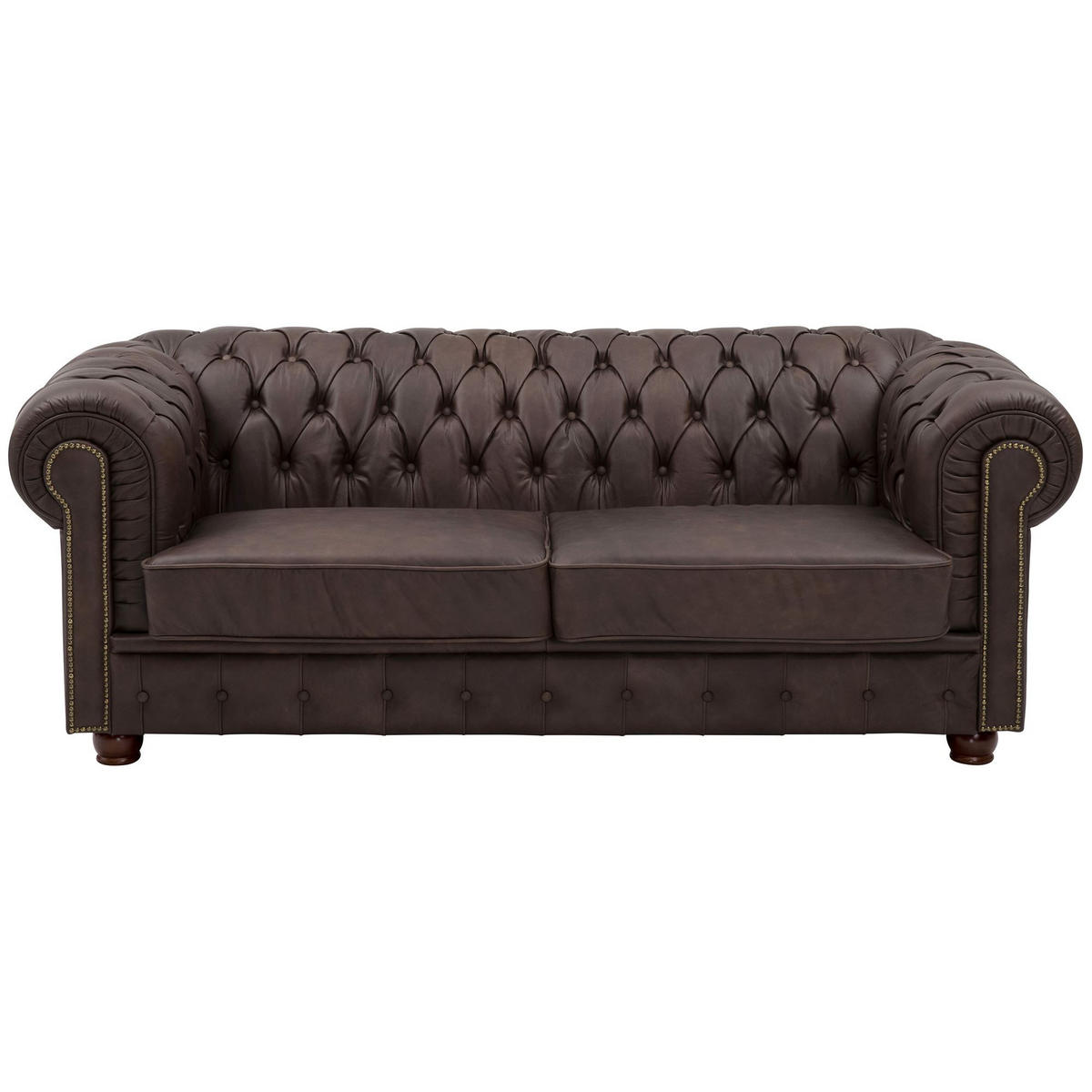 SOFA 3-Sitzer Kath Echtleder (Antikoptik) braun - Braun, Leder (200/74/98cm) - 58aufmkessel