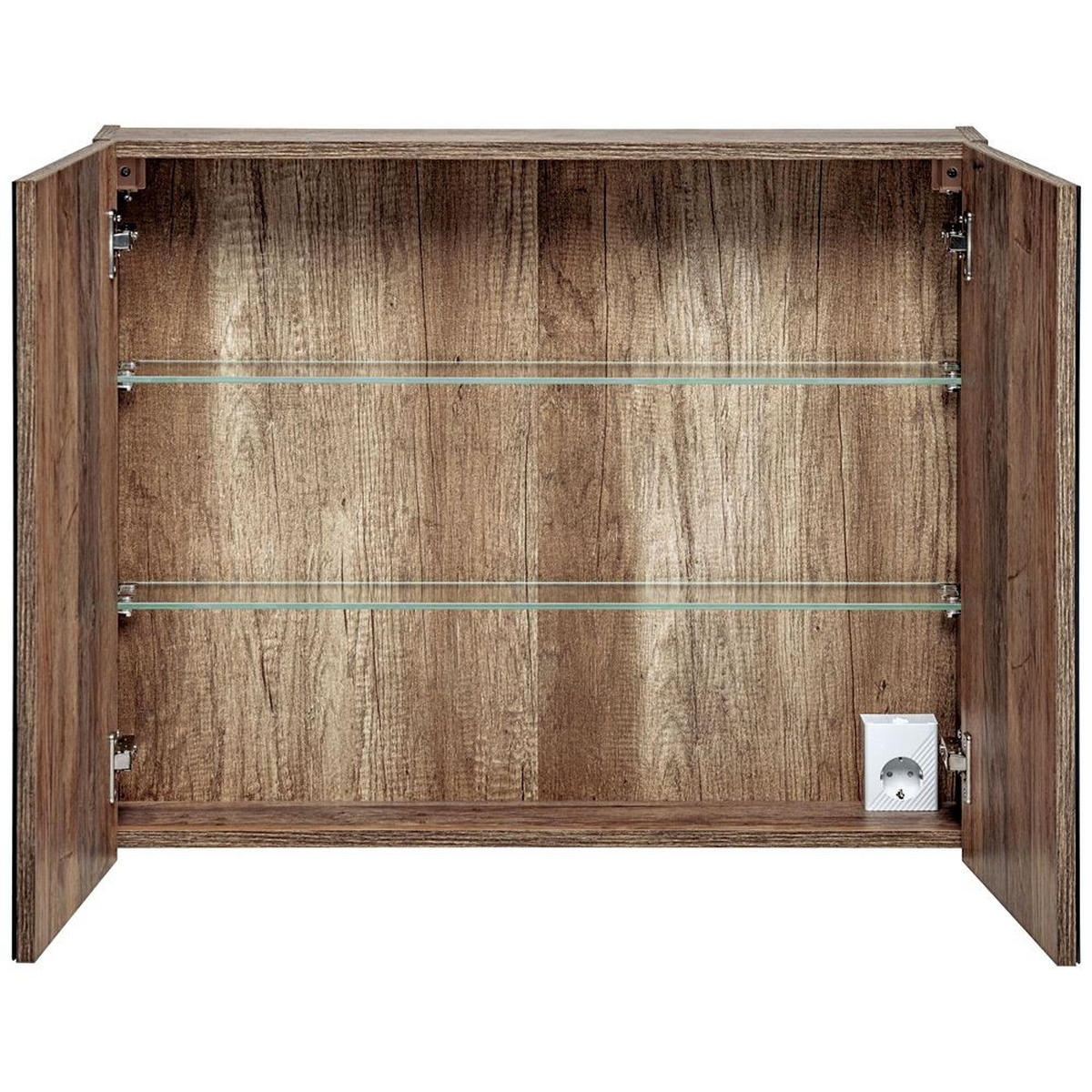 SPIEGELSCHRANK Puebla-56 - Braun, Holzwerkstoff (80/75/17cm) - Lomado
