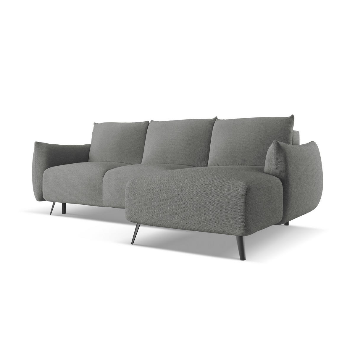 ECKSOFA mit Schlaffunktion Chenille Stoff Grau - Schieferfarben/Schwarz, Textil/Metall (242/162cm) - LaMiaSofa