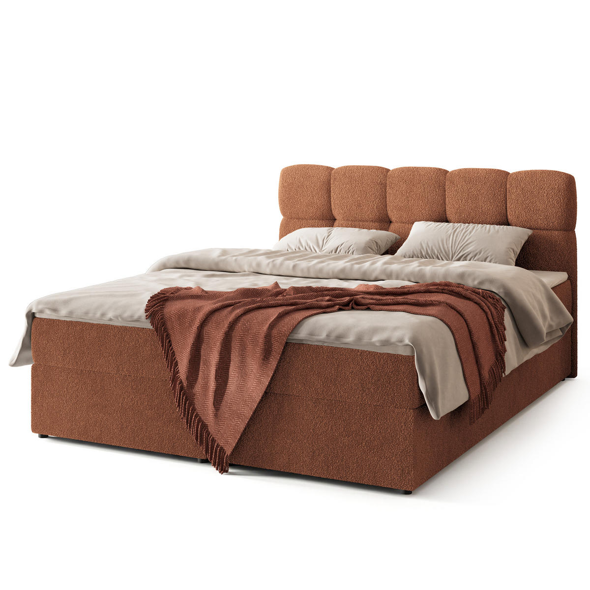 BOXBETT MERU 140x200 cm mit Matratze und Topper - Kupferfarben - Kupferfarben, Holz (140/200cm) - MASSENO