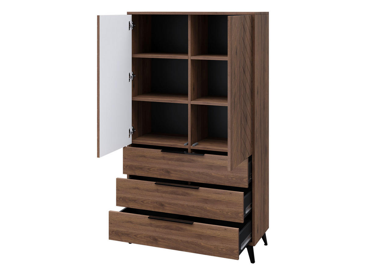 KLEIDERSCHRANK Xylix Bis 2D3SZ - Nussbaumfarben/Schwarz, Holzwerkstoff/Metall (104/180/40cm) - MIRJAN24