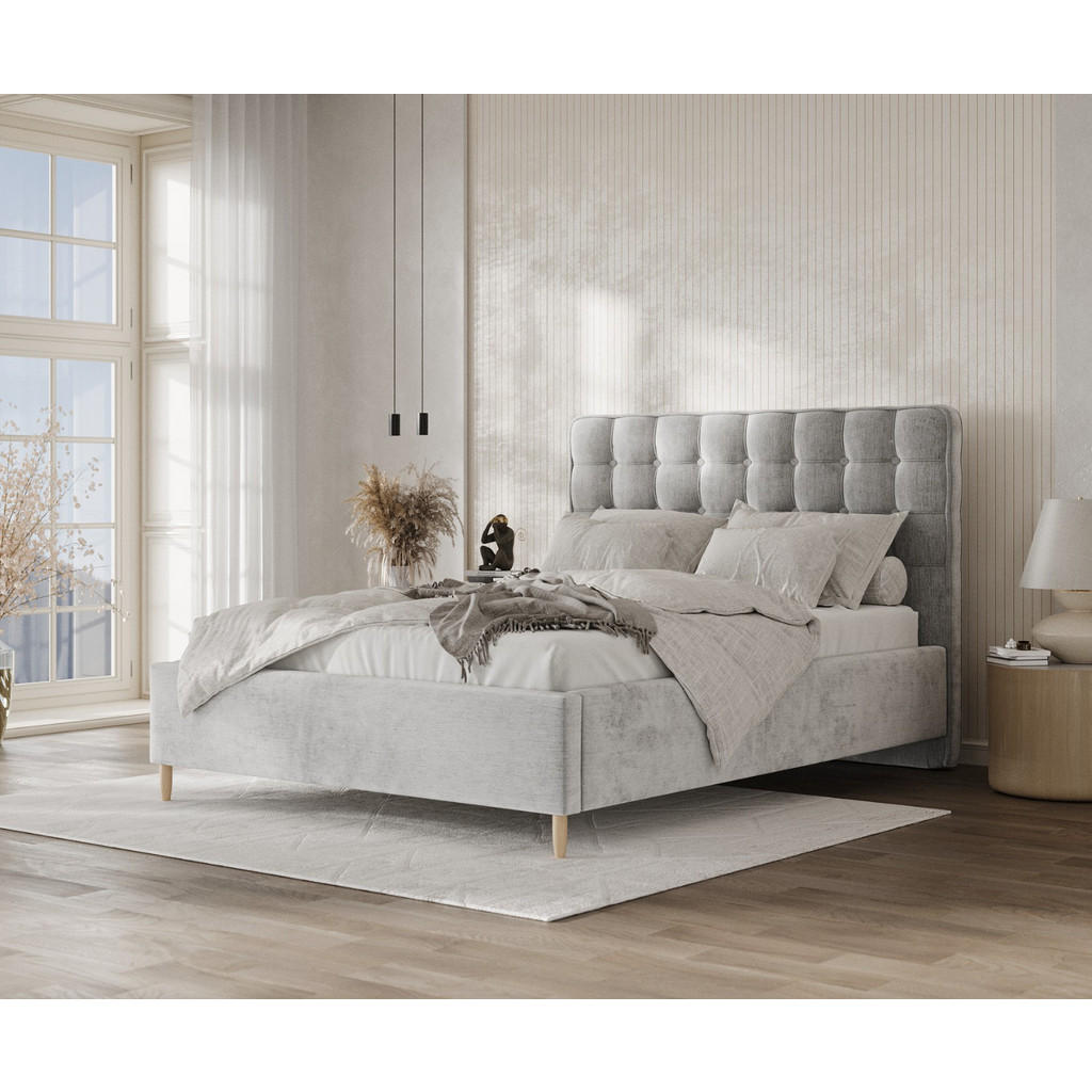 Thumbnail - AltaBeds Polsterbett, Hellgrau, Textil, Buche, Kiefer, 120x200 cm, Oeko-Tex® Standard 100, Handmade in Europe, Schlafzim...