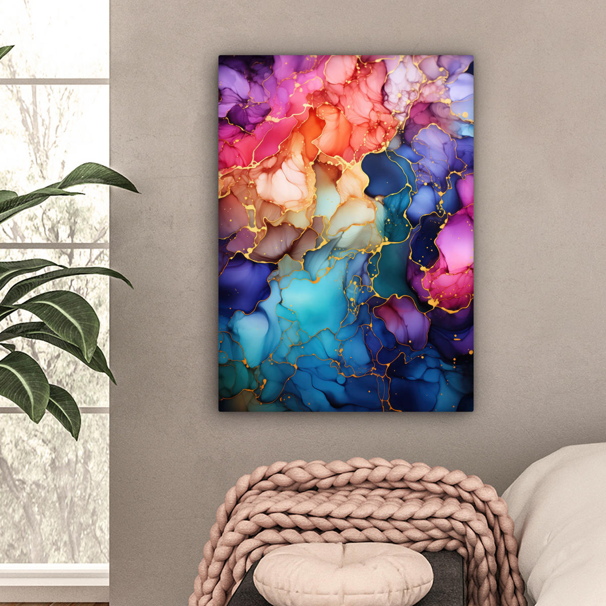 LEINWANDBILD Marmor - Bunt - Abstrakt 60x80 cm - Multicolor, Textil (60/80cm) - MuchoWow