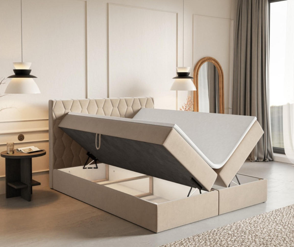 BETT Beige G8 Mit Bettkasten 160x200 cm - Beige, Textil (160/200cm) - Sepro Meble