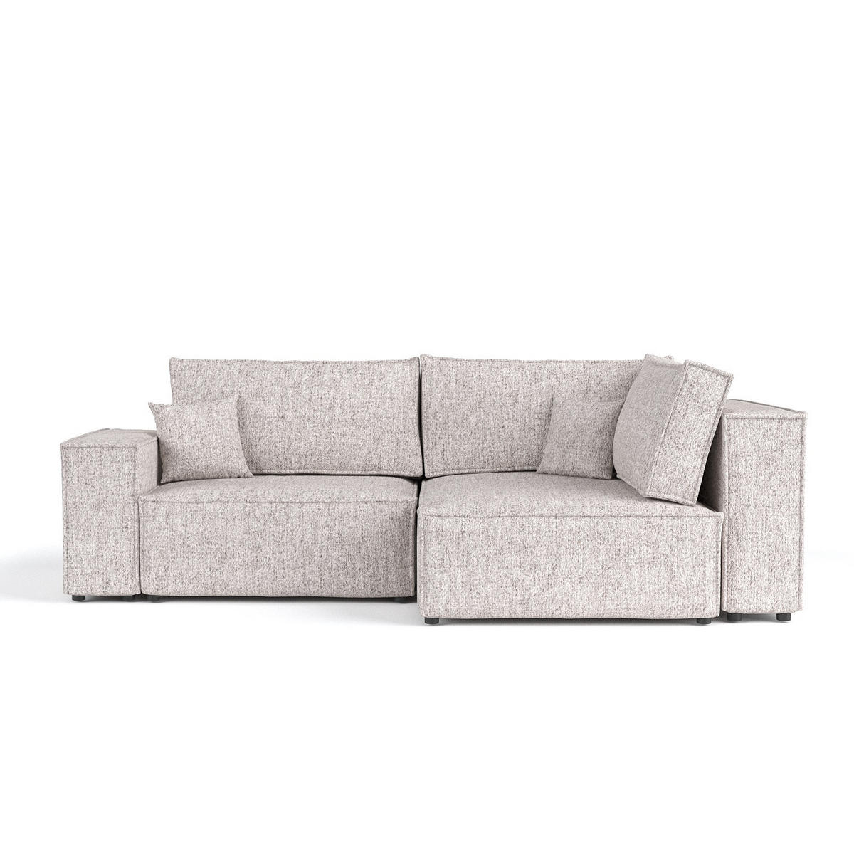 ECKSOFA AVION mit Schlaffunktion Beige im Neve Stoff - Beige/Schwarz, Holz/Holzwerkstoff (253/148cm) - AltaBeds